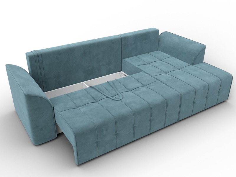 Диван угловой Лига-113 угол правый, Велюр, SEVEN 113 бирюзовый