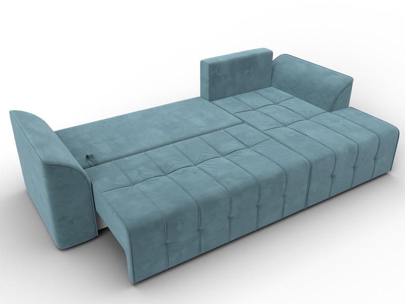 Диван угловой Лига-113 угол правый, Велюр, SEVEN 113 бирюзовый