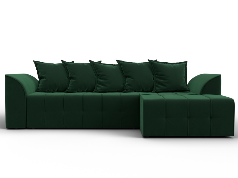 Диван угловой Лига-113 угол правый, Велюр, SEVEN 626 зеленый