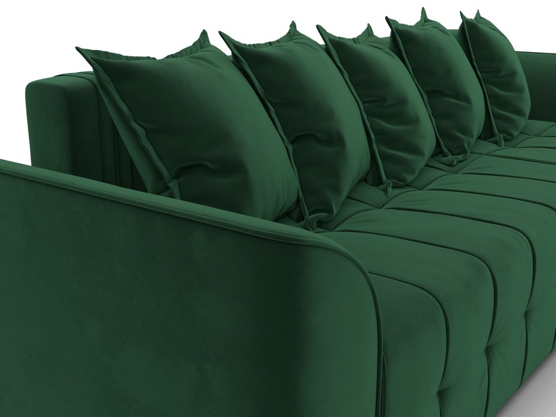 Диван угловой Лига-113 угол правый, Велюр, SEVEN 626 зеленый