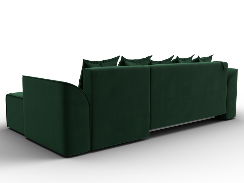 Диван угловой Лига-113 угол правый, Велюр, SEVEN 626 зеленый