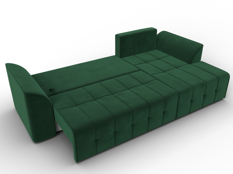 Диван угловой Лига-113 угол правый, Велюр, SEVEN 626 зеленый