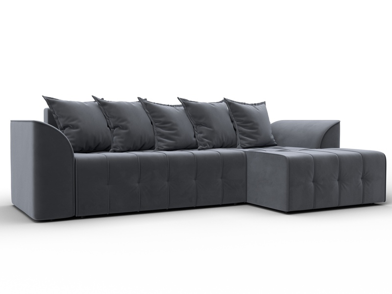 Диван угловой Лига-113 угол правый, Велюр, SEVEN 17 серый