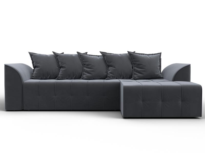 Диван угловой Лига-113 угол правый, Велюр, SEVEN 17 серый