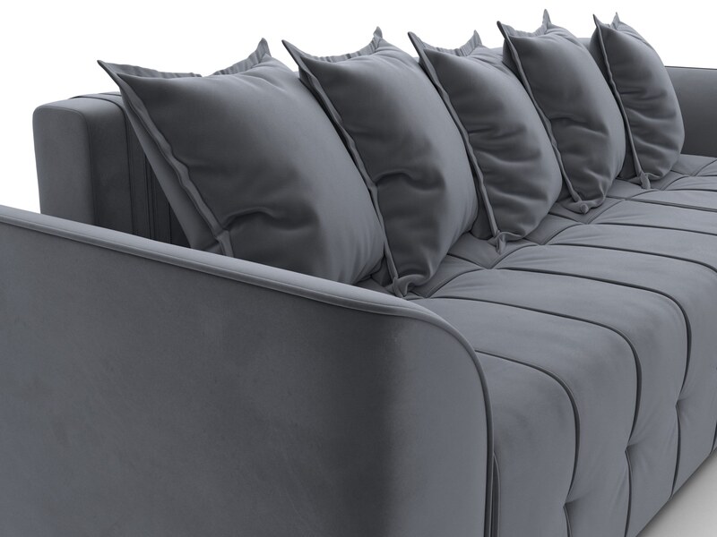 Диван угловой Лига-113 угол правый, Велюр, SEVEN 17 серый