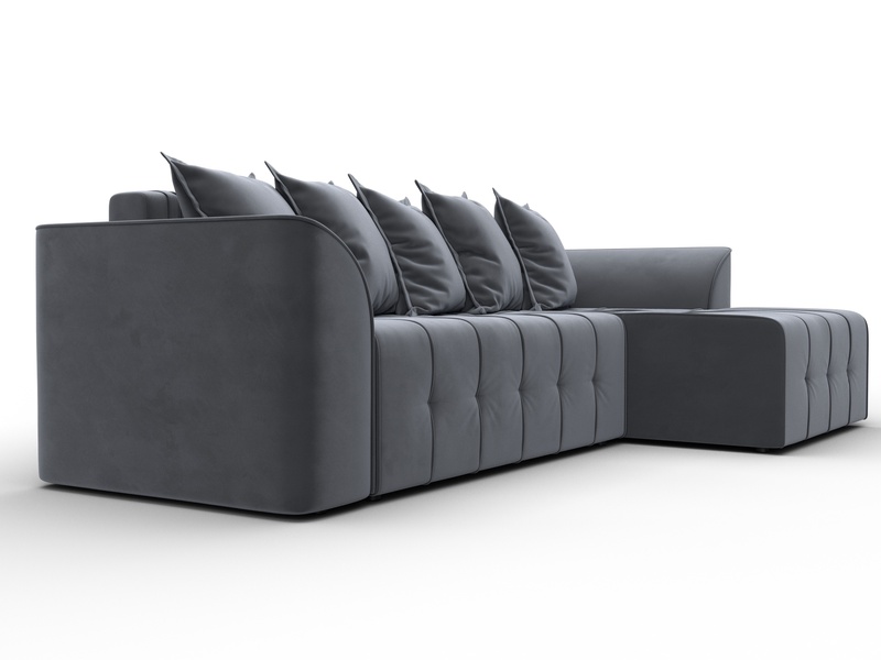 Диван угловой Лига-113 угол правый, Велюр, SEVEN 17 серый