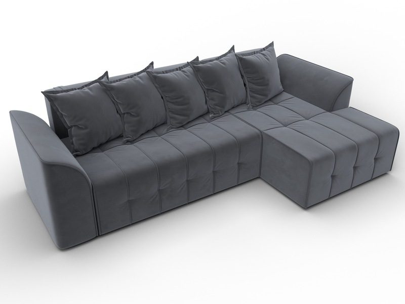 Диван угловой Лига-113 угол правый, Велюр, SEVEN 17 серый