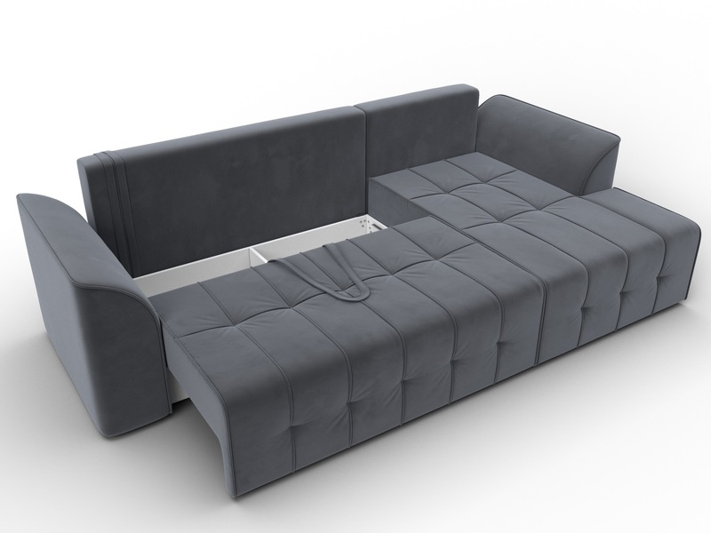 Диван угловой Лига-113 угол правый, Велюр, SEVEN 17 серый