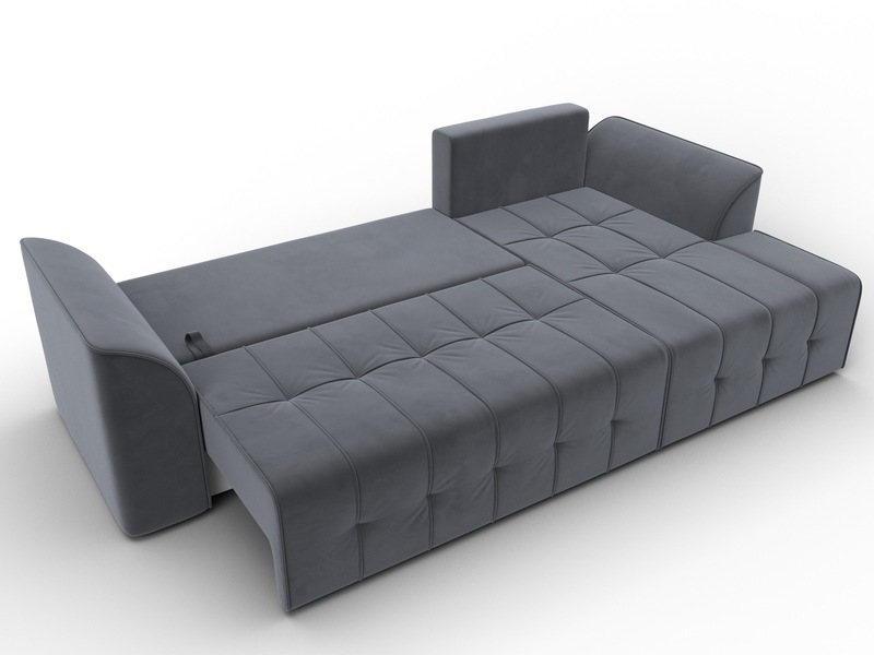 Диван угловой Лига-113 угол правый, Велюр, SEVEN 17 серый