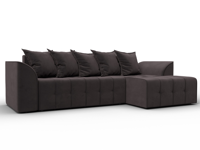 Диван угловой Лига-113 угол правый, Велюр, SEVEN 727 коричневый