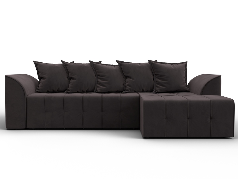 Диван угловой Лига-113 угол правый, Велюр, SEVEN 727 коричневый