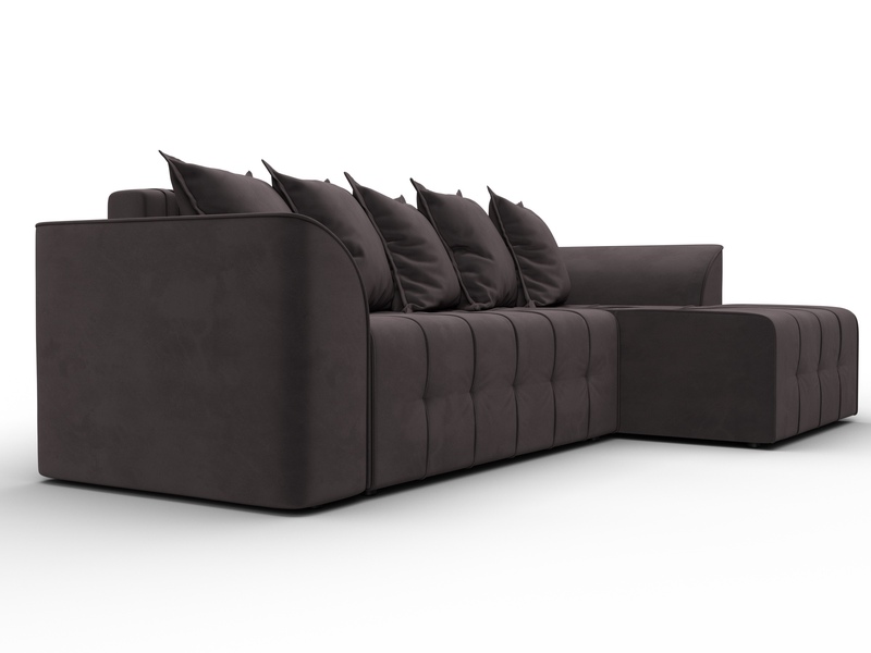Диван угловой Лига-113 угол правый, Велюр, SEVEN 727 коричневый