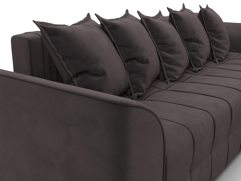 Диван угловой Лига-113 угол правый, Велюр, SEVEN 727 коричневый