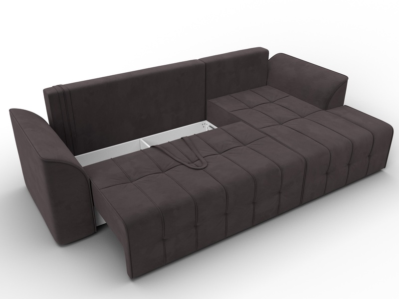 Диван угловой Лига-113 угол правый, Велюр, SEVEN 727 коричневый