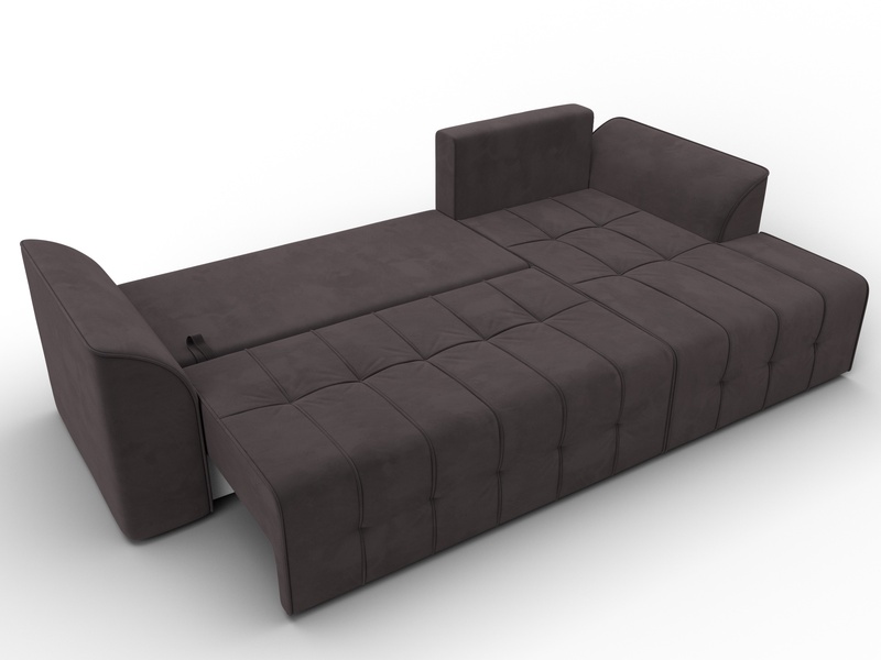 Диван угловой Лига-113 угол правый, Велюр, SEVEN 727 коричневый