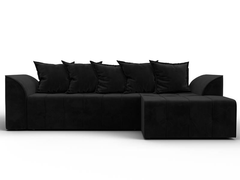 Диван угловой Лига-113 угол правый, Велюр, SEVEN 35 черный