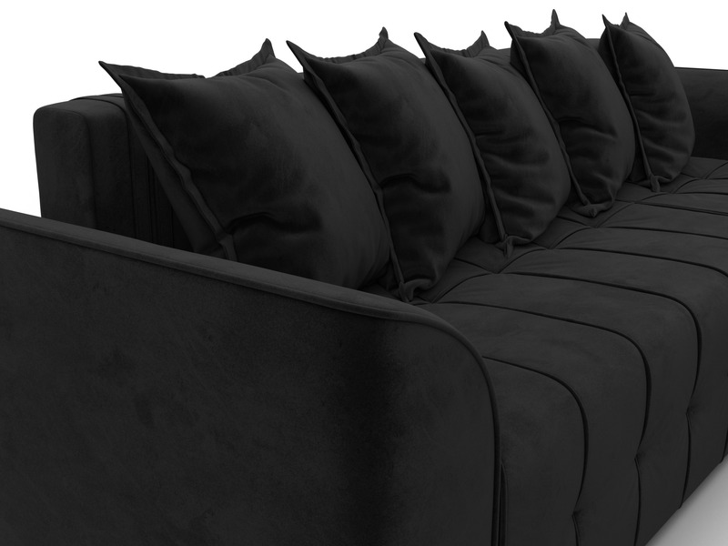 Диван угловой Лига-113 угол правый, Велюр, SEVEN 35 черный