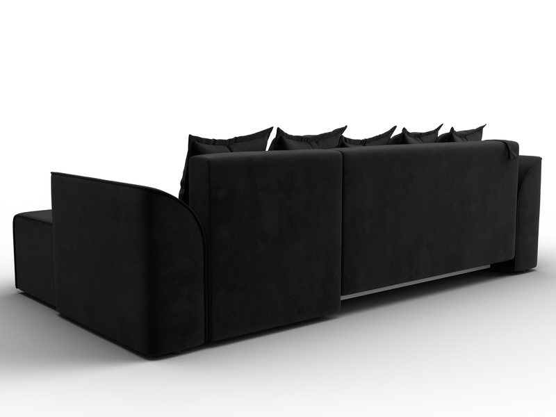 Диван угловой Лига-113 угол правый, Велюр, SEVEN 35 черный