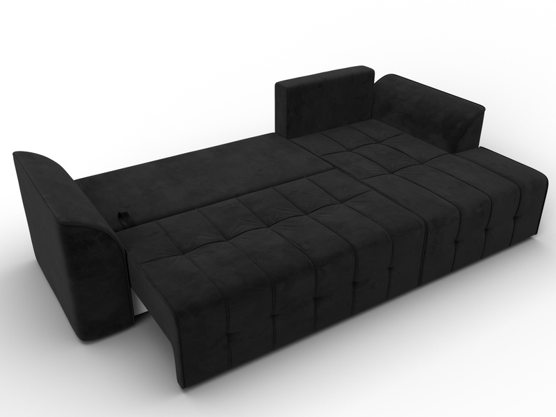 Диван угловой Лига-113 угол правый, Велюр, SEVEN 35 черный