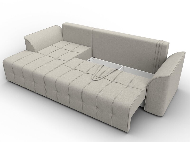 Диван угловой Лига-113 угол левый, Рогожка, Амур 02 бежевый