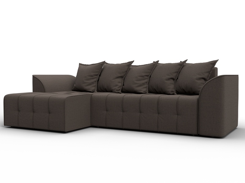 Диван угловой Лига-113 угол левый, Рогожка, Амур 05 коричневый