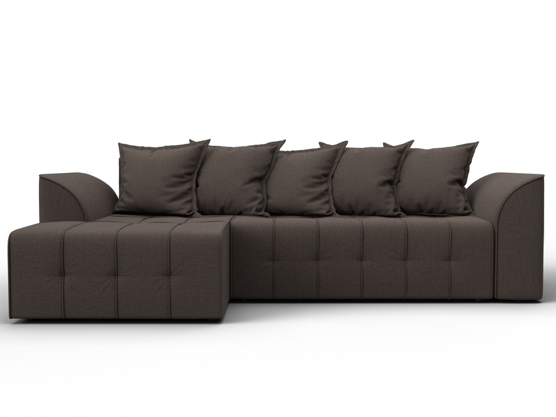 Диван угловой Лига-113 угол левый, Рогожка, Амур 05 коричневый