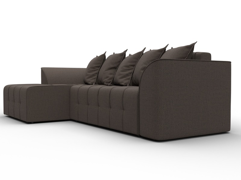 Диван угловой Лига-113 угол левый, Рогожка, Амур 05 коричневый