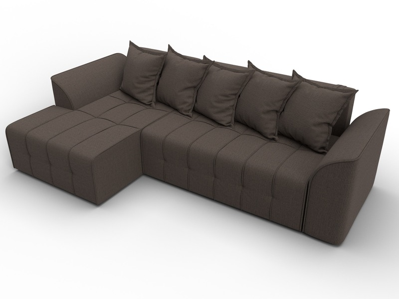 Диван угловой Лига-113 угол левый, Рогожка, Амур 05 коричневый