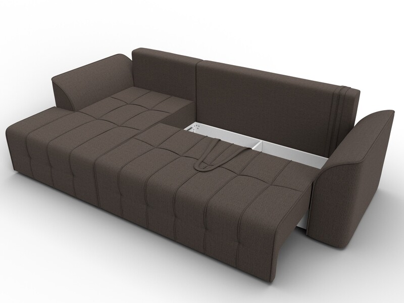 Диван угловой Лига-113 угол левый, Рогожка, Амур 05 коричневый