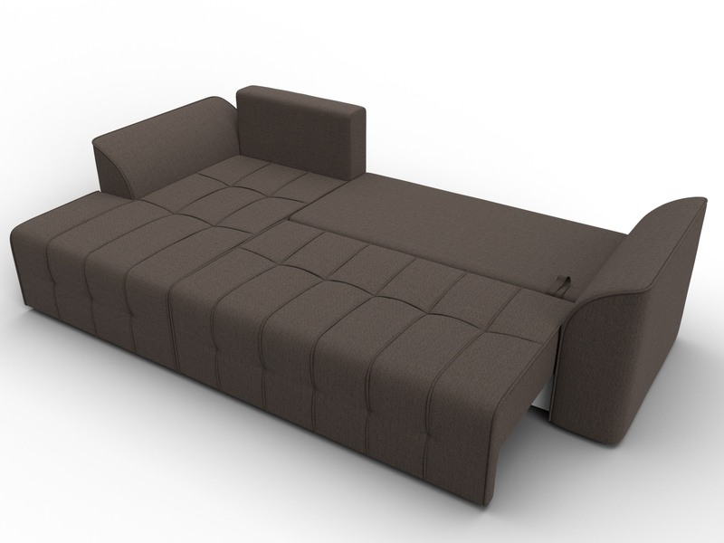 Диван угловой Лига-113 угол левый, Рогожка, Амур 05 коричневый