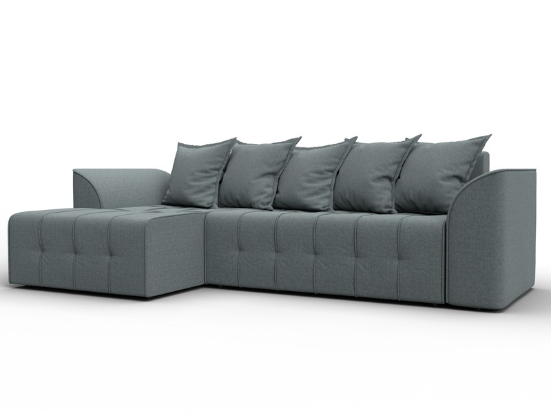 Диван угловой Лига-113 угол левый, Рогожка, Амур 07 серый