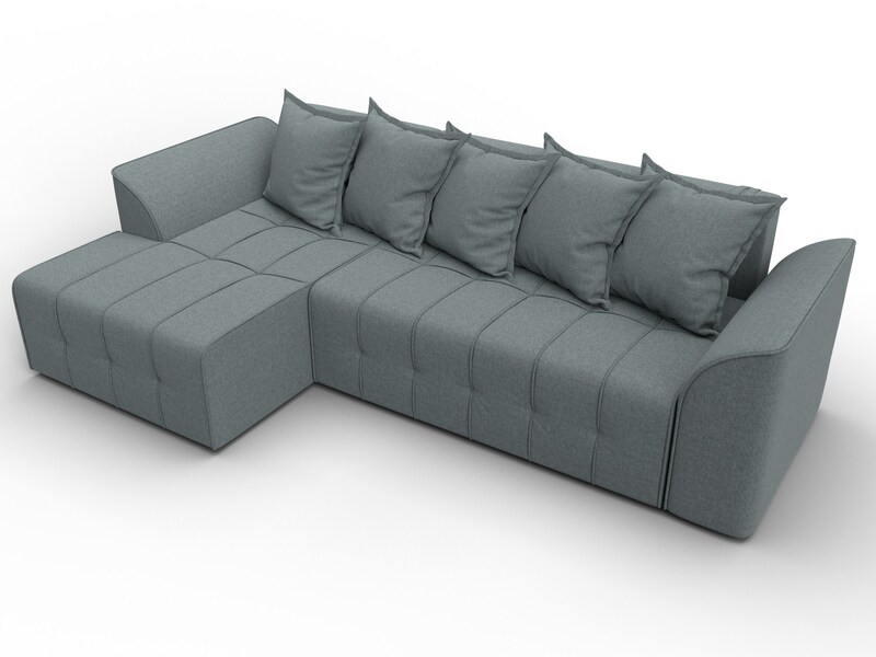 Диван угловой Лига-113 угол левый, Рогожка, Амур 07 серый