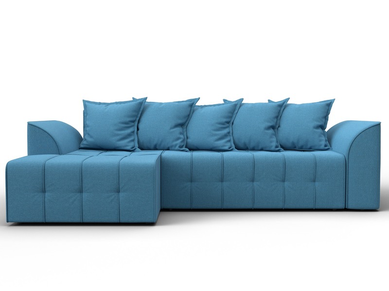 Диван угловой Лига-113 угол левый, Рогожка, Амур 10 голубой