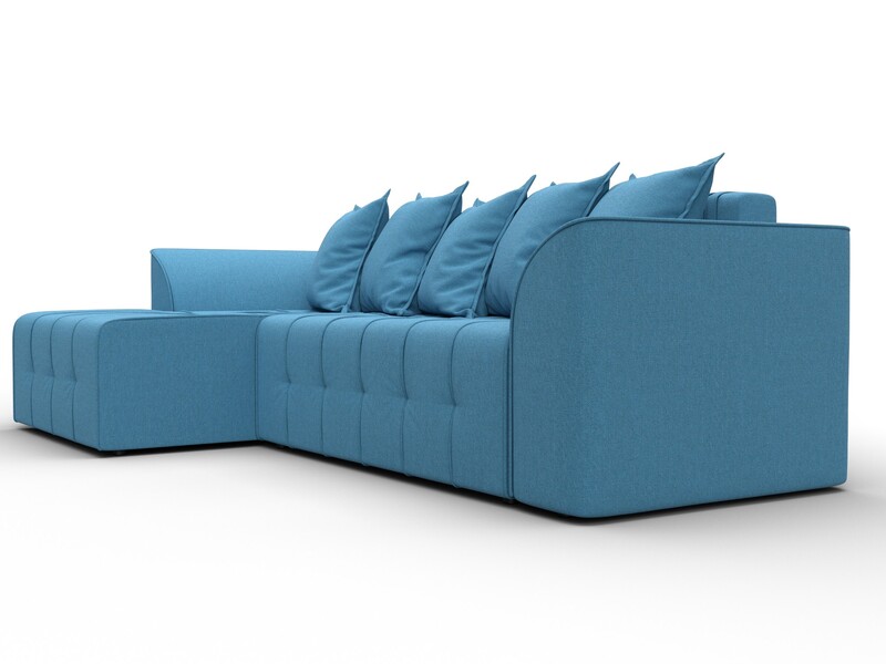 Диван угловой Лига-113 угол левый, Рогожка, Амур 10 голубой