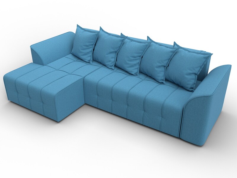 Диван угловой Лига-113 угол левый, Рогожка, Амур 10 голубой