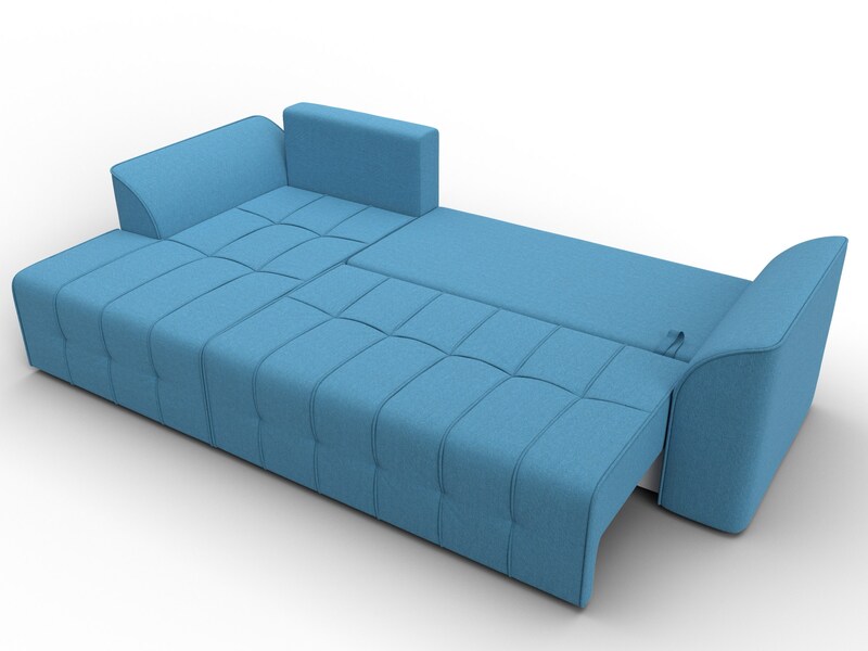 Диван угловой Лига-113 угол левый, Рогожка, Амур 10 голубой