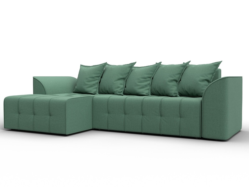 Диван угловой Лига-113 угол левый, Рогожка, Амур 11 зеленый