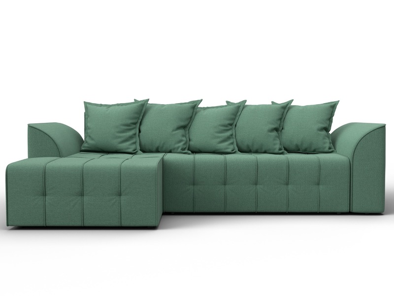 Диван угловой Лига-113 угол левый, Рогожка, Амур 11 зеленый