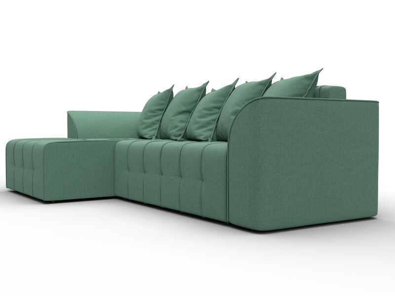 Диван угловой Лига-113 угол левый, Рогожка, Амур 11 зеленый