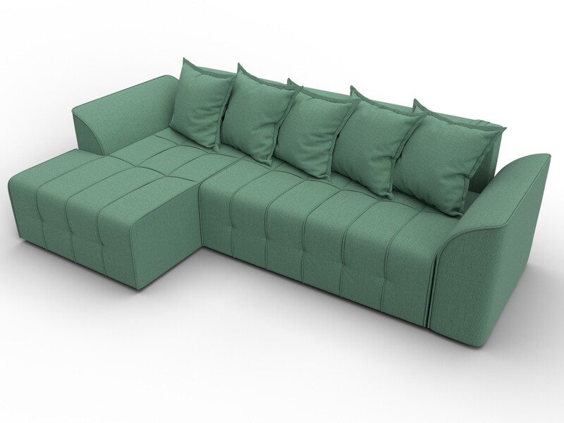 Диван угловой Лига-113 угол левый, Рогожка, Амур 11 зеленый