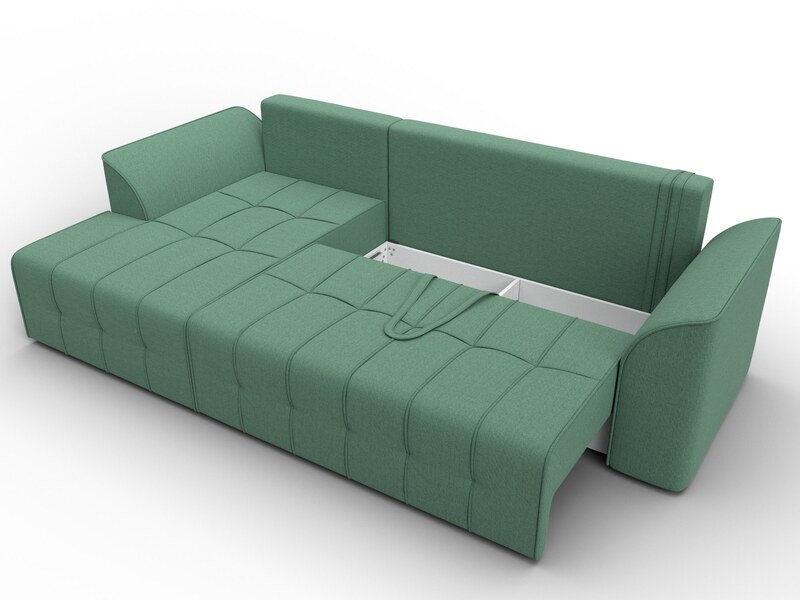 Диван угловой Лига-113 угол левый, Рогожка, Амур 11 зеленый