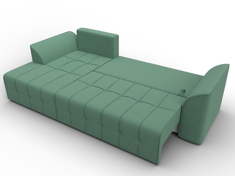 Диван угловой Лига-113 угол левый, Рогожка, Амур 11 зеленый