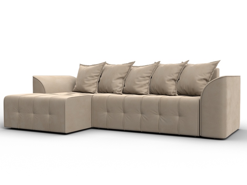 Диван угловой Лига-113 угол левый, Велюр, SEVEN 729 бежевый