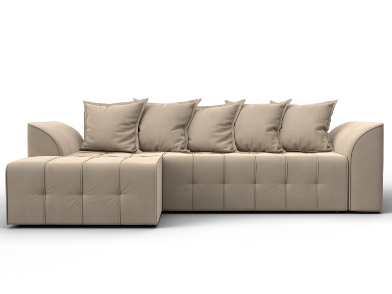 Диван угловой Лига-113 угол левый, Велюр, SEVEN 729 бежевый