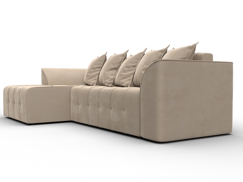 Диван угловой Лига-113 угол левый, Велюр, SEVEN 729 бежевый