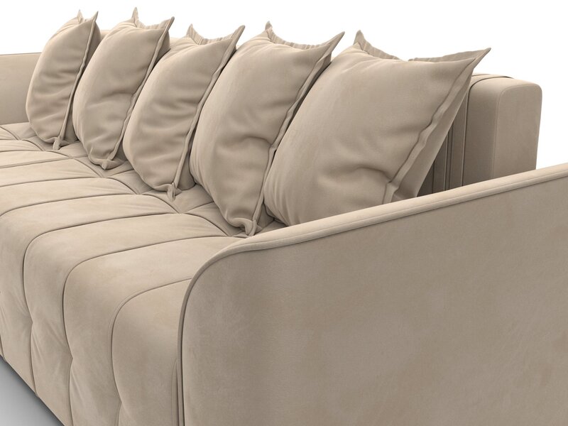 Диван угловой Лига-113 угол левый, Велюр, SEVEN 729 бежевый