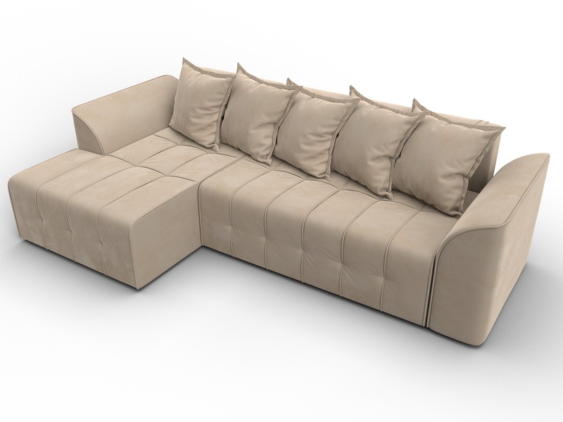 Диван угловой Лига-113 угол левый, Велюр, SEVEN 729 бежевый