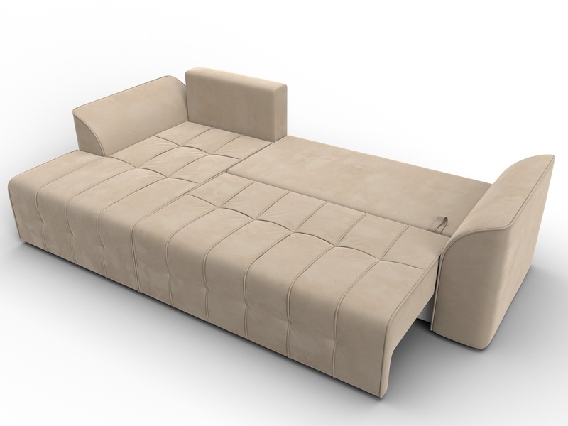 Диван угловой Лига-113 угол левый, Велюр, SEVEN 729 бежевый