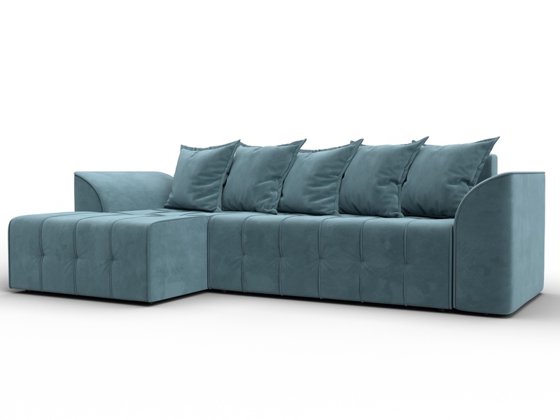 Диван угловой Лига-113 угол левый, Велюр, SEVEN 113 бирюзовый