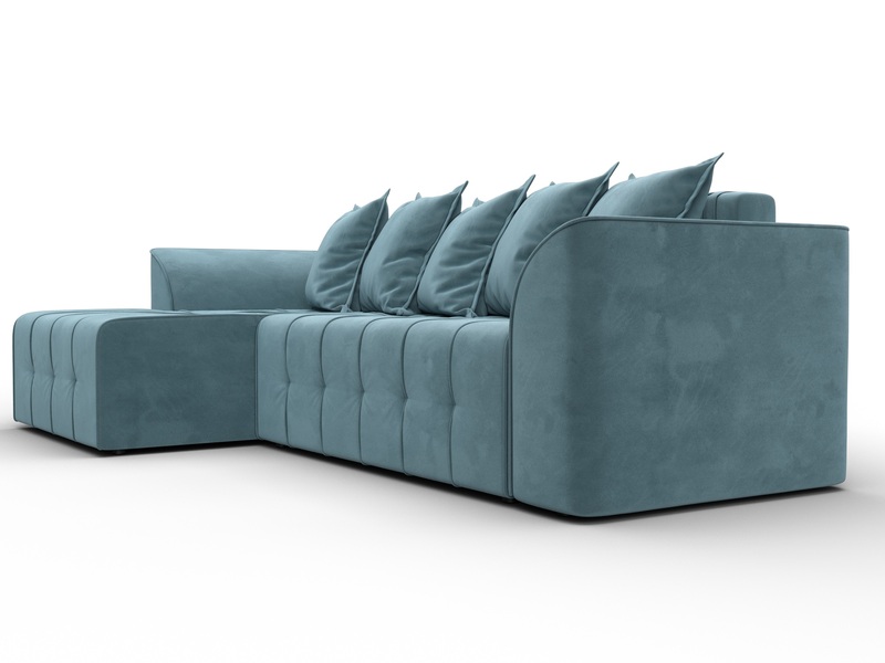 Диван угловой Лига-113 угол левый, Велюр, SEVEN 113 бирюзовый